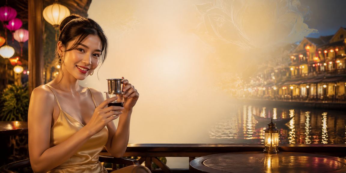 Người dùng tại Hội An đọc câu hỏi hỗ trợ trên điện thoại trong quán cà phê